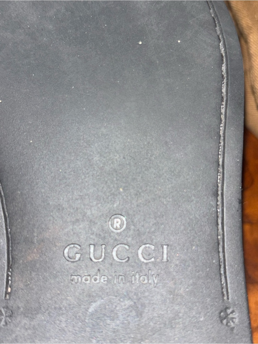 Gucci Black Embossed GG Leather Slip-Ons - Picture 8 of 13